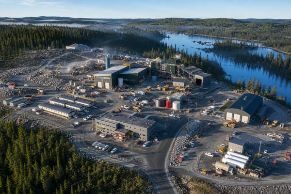 Northern Ontario Gold Mine Camp Aerial View